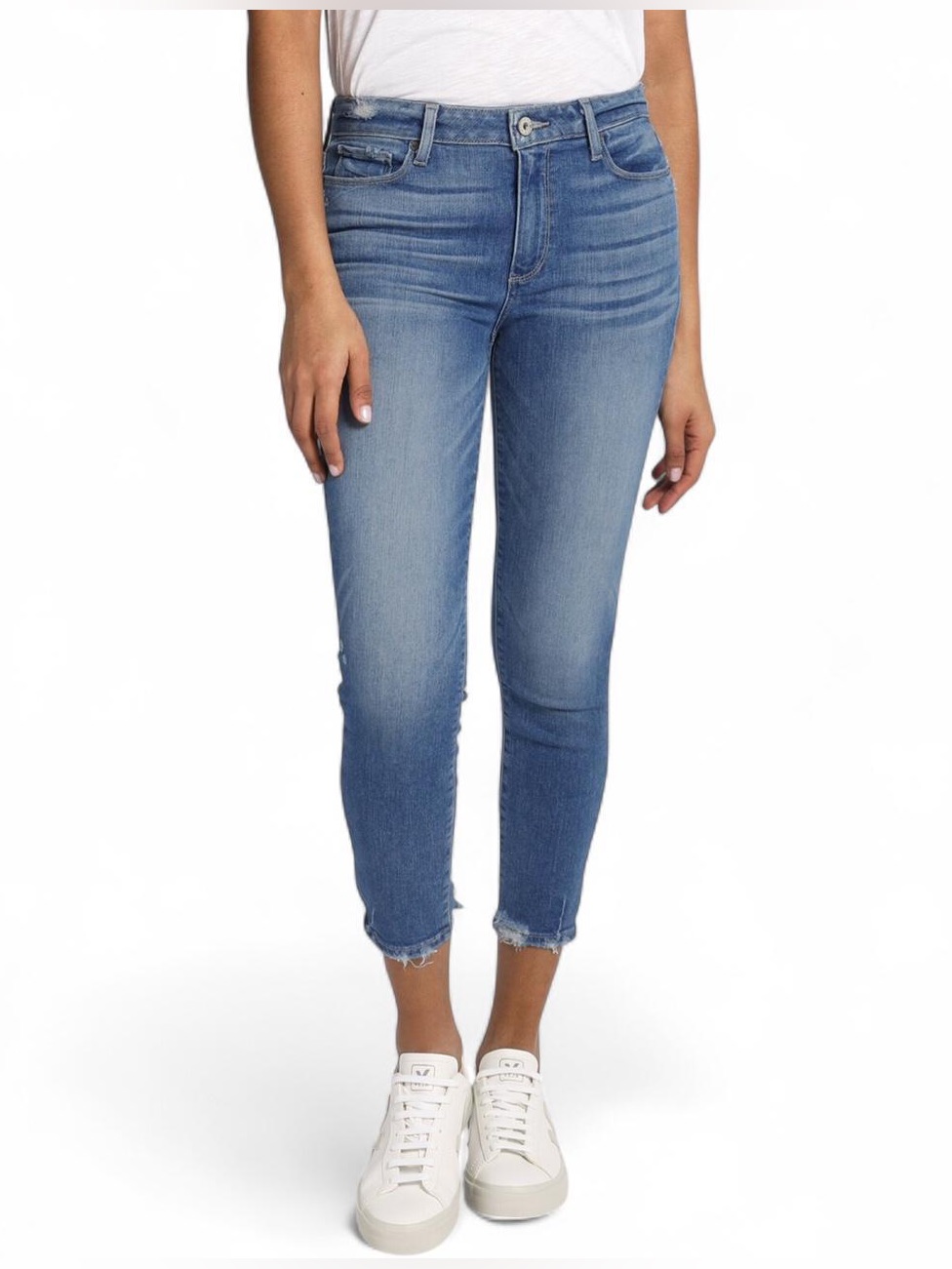 Paige Mid-Blue Cropped Skinny Jeans